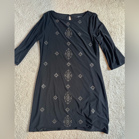 White House Black Market Black Dress Long Sleeve Crew Neck - Picture 3 of 5